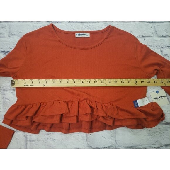 NEW Arizona Jean Co Jrs Size Small Super Soft Orange Long-Sleeve Shirt - Picture 7 of 7